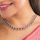  Red stone zircon necklace set, a bold and vibrant choice for striking party elegance.
