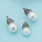 Pearl-studded 925 silver pendant set with matching earrings, adding elegance to your casual style.
