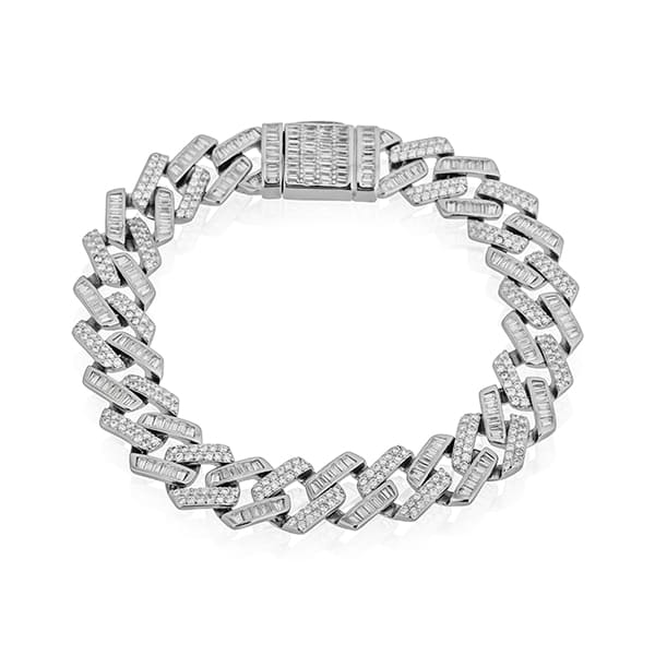 DISCOVER VERSATILE STYLE WITH THIS UNISEX 925 SILVER BRACELET, ADORNED WITH DAZZLING ZIRCON STUDS.