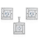 925 silver pendant set with zircon-studded earrings, adding sophisticated sparkle.
