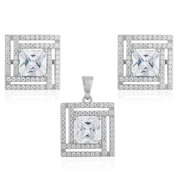 ADD A TOUCH OF SOPHISTICATION WITH THIS 925 SILVER PENDANT SET AND ZIRCON-STUDDED EARRINGS. THE EXQUISITE ZIRCONS BRING BRILLIANT SPARKLE