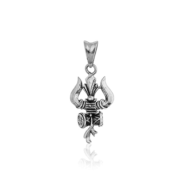 925 SILVER PENDANT CRAFTED WITH TRISUL AND DAMRU DESIGN, REFLECTING CULTURAL AND SPIRITUAL SIGNIFICANCE.