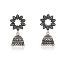 "Elegant oxidized jhumka earrings for a chic and charming festive look."
