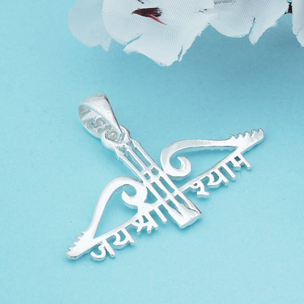 DEVOTIONALLY CRAFTED 925 STERLING SILVER PENDANT SET FEATURING "JAI SHREE SHYAM," SYMBOLIZING FAITH AND REVERENCE TOWARDS LORD SHYAM.