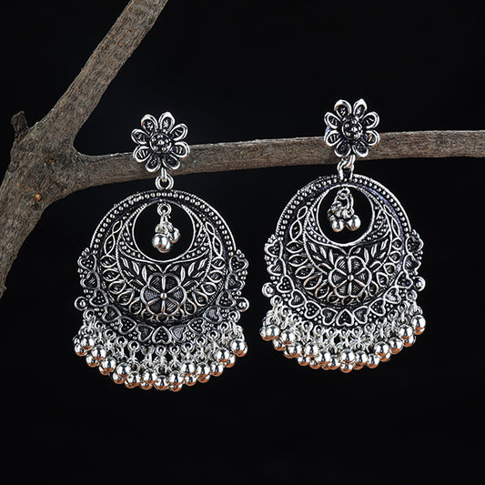 EXQUISITELY CRAFTED OXIDIZED EARRINGS WITH A BEAUTIFUL DESIGN, ADDING A TOUCH OF VINTAGE ELEGANCE TO YOUR ENSEMBLE.