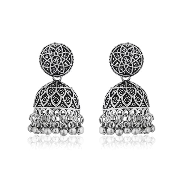 OXIDIZED JHUMKA, OFFERING A TRADITIONAL AND ELEGENT DESIGN WITH VINTAGE APPEAL.