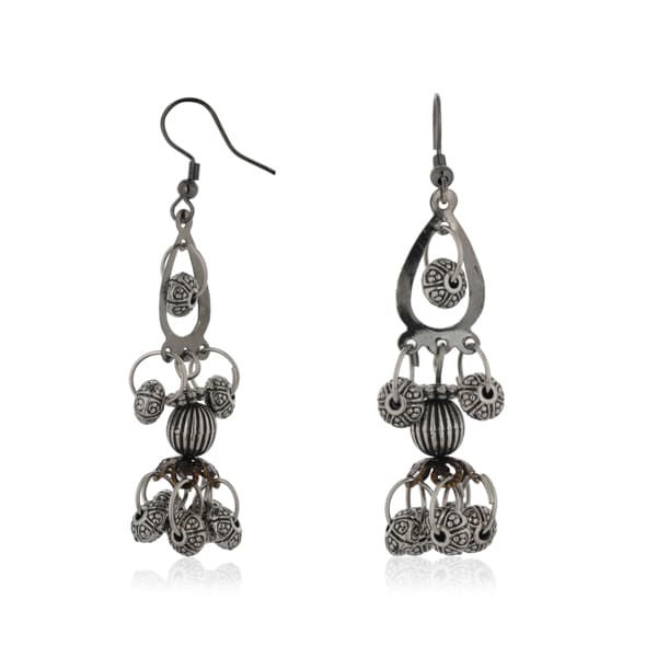 BLACK-COLORED DANGLER EARRINGS, FEATURING A SLEEK AND MODERN DESIGN.