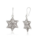 "Charming 925 sterling silver hoop earrings with a star design, adding celestial elegance."
