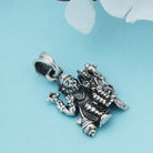 "925 silver pendant set with Narasimha Dev design, symbolizing strength and tradition."
