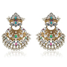 "Beautiful oxidized chandbali earrings with intricate designs and small pearls, offering a classic touch."
