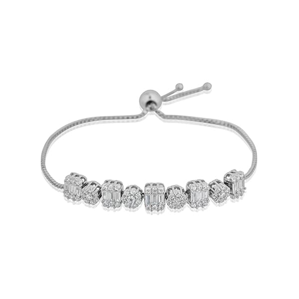 ELEGANT 925 SILVER ADJUSTABLE BRACELET, ADORNED WITH SPARKLING ZIRCON STONES. THIS VERSATILE PIECE COMBINES TIMELESS BEAUTY