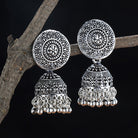 "Exquisite oxidized jhumka earrings, perfect for adding elegance to any festive look."
