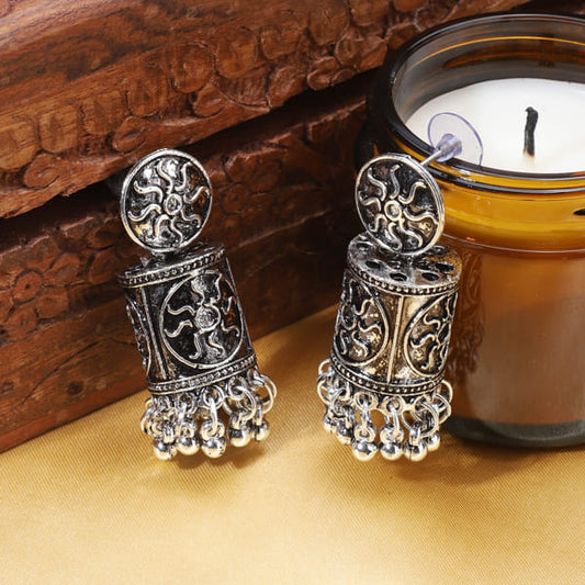 CYLINDRICAL SHAPE OXIDISED BEAUTIFUL JHUMKA