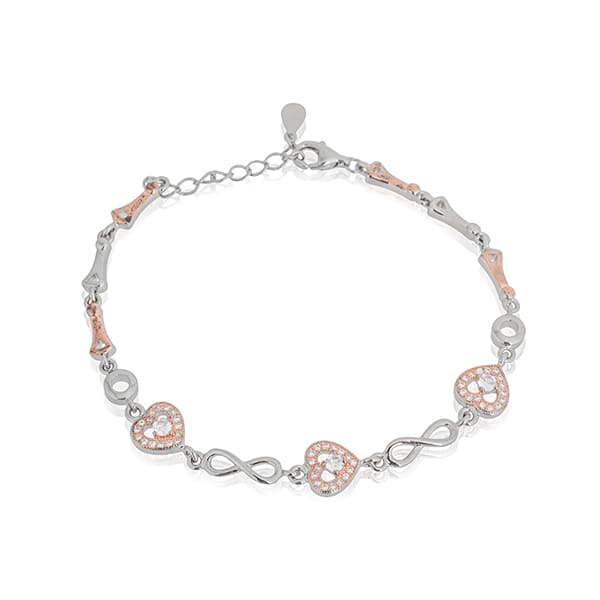 DELICATE 925 SILVER CHAIN BRACELET ADORNED WITH A CHARMING HEART DESIGN.