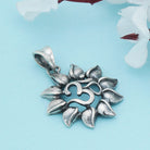 "Intricately crafted 925 silver pendant with an Om design, symbolizing peace and spirituality."
