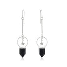 Elegant 925 silver dangler earrings with sparkling star studs for a chic and glamorous party look.
