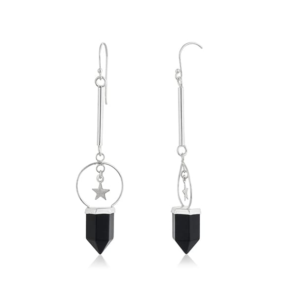 ELEGANT 925 SILVER DANGLER EARRINGS FEATURING SPARKLING STAR STUDS. THESE CHIC EARRINGS ADD A TOUCH OF GLAMOUR AND  TO ANY LOOK."