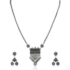 Long oxidized necklace set with intricate designs, blending traditional artistry with vintage charm.
