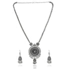 Stunning oxidized long necklace set with detailed design, perfect for a festive, elegant look.
