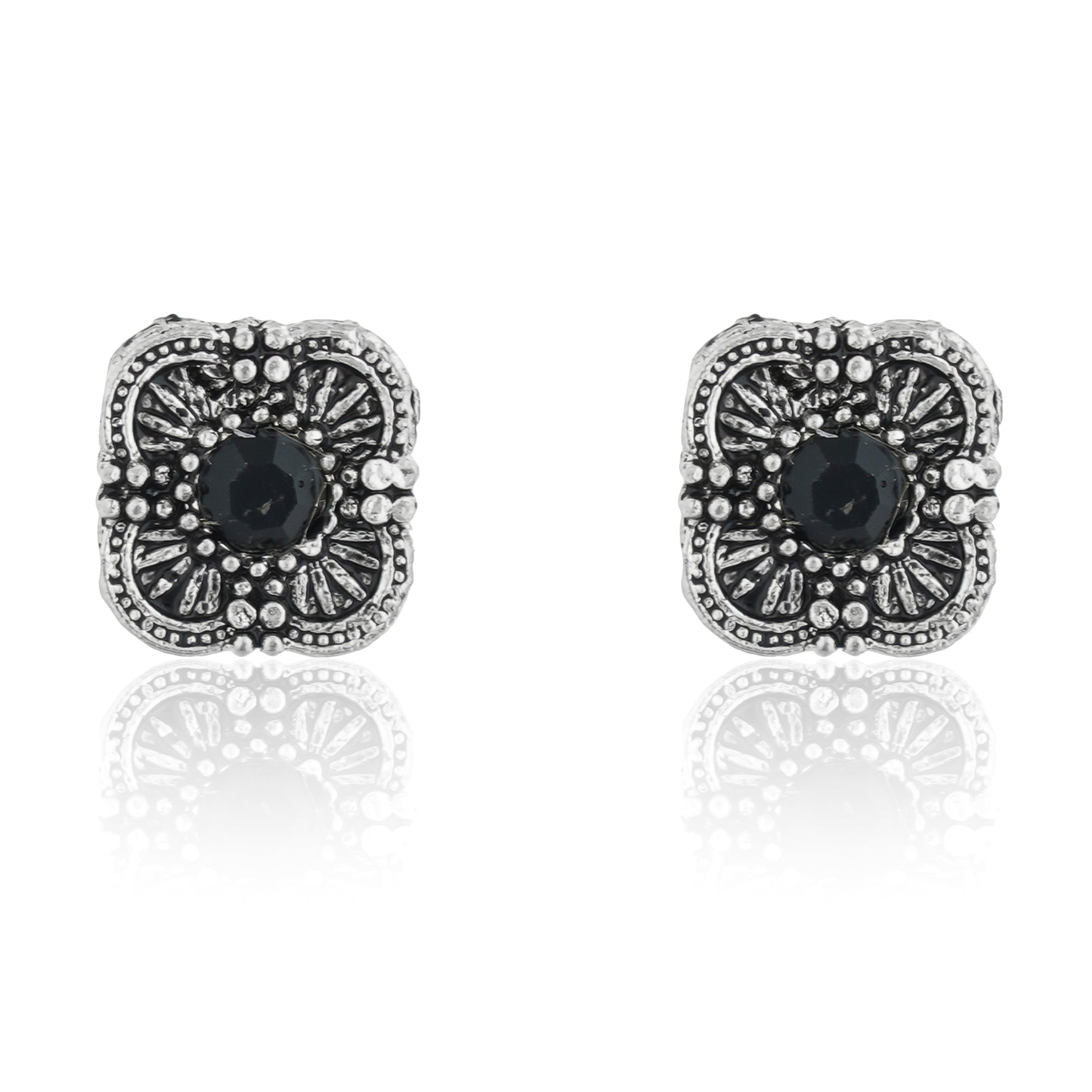 Floral design oxidized choker set with matching earrings, perfect for festive elegance.
