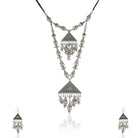 Stylish oxidized long necklace set with intricate detailing, adding vintage charm to your look.
