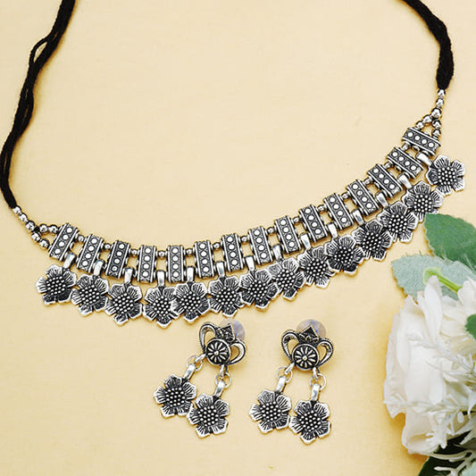 OXIDISED NECKLACE SET WITH MATCHING EARRINGS