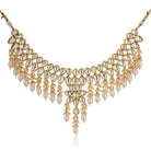 Stunning Kundan choker necklace set with intricate pearl embellishments and craftsmanship.
