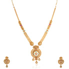 Elegant long gold-tone Kundan necklace set, perfect for adding sophistication to any outfit.
