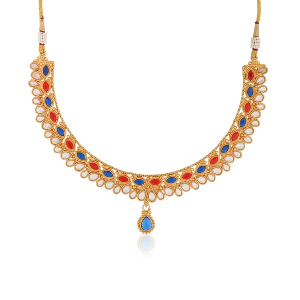 MULTICOLOUR   STONES STUDDED GOLDTONE NECKLACE SET