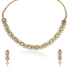 Stunning multicolor Zircon-studded necklace set with matching earrings for a festive look.
