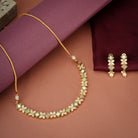 Stunning multicolor Zircon-studded necklace set with matching earrings for a festive look.
