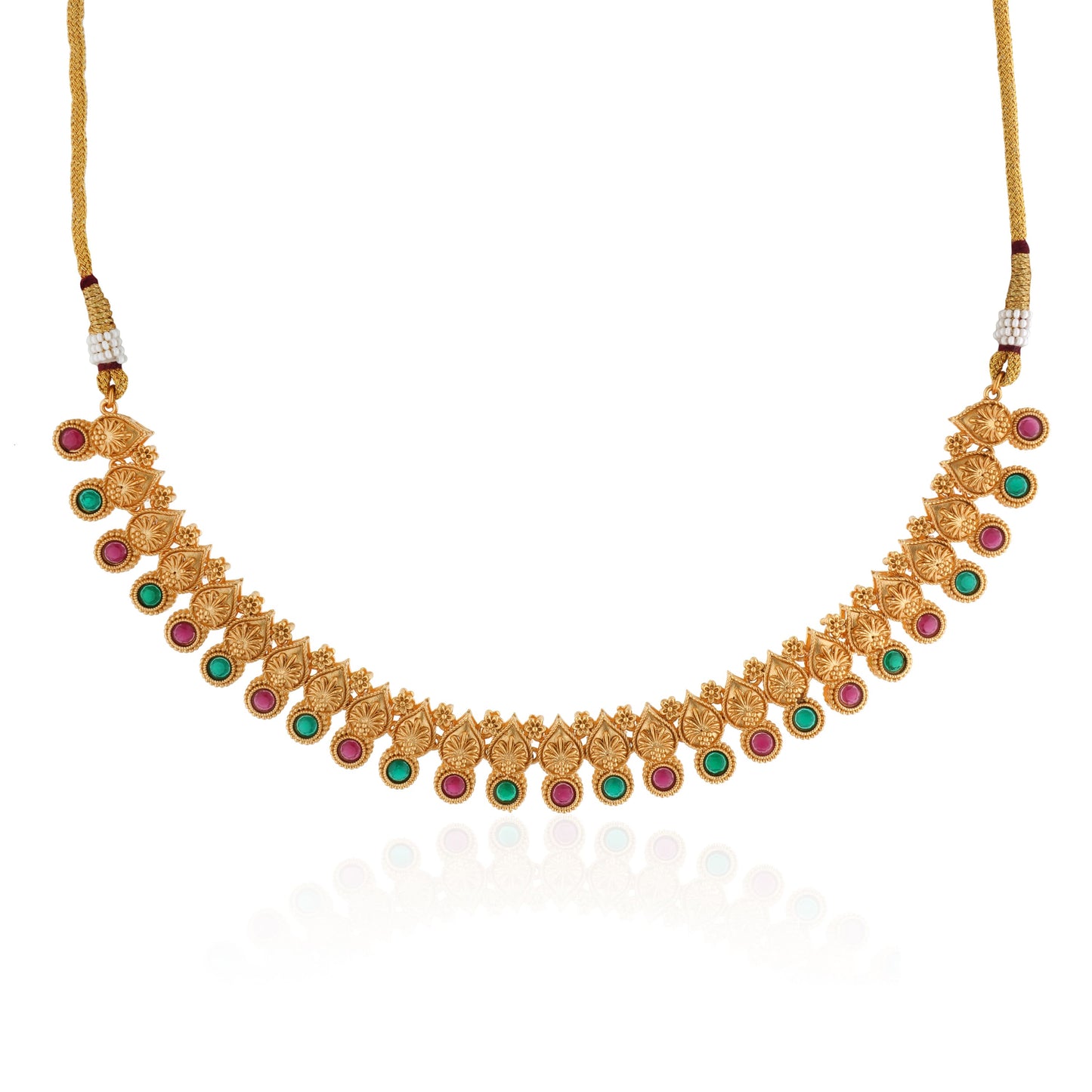 A GOLDTONE NECKLACE SET INCLUDES A NECKLACE AND MATCHING EARRINGS WITH A GOLD-COLORED FINISH,