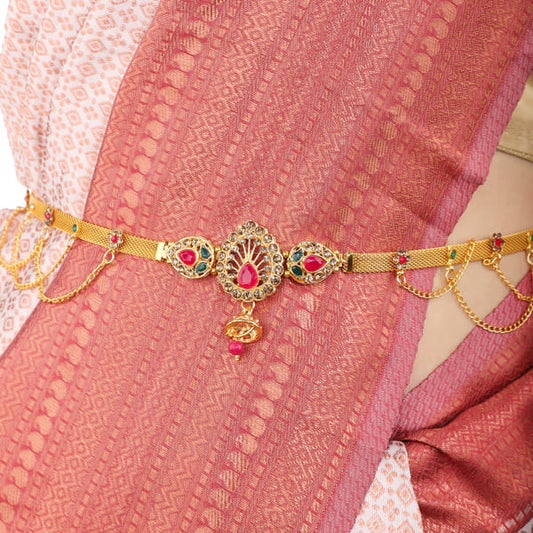 GOLDTONE KAMARBANDH IS A TRADITIONAL WAIST CHAIN FEATURING A GOLDEN FINISH.