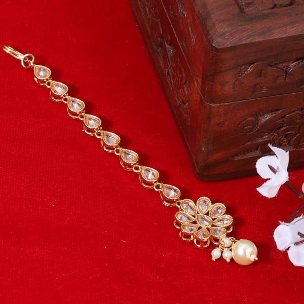 KUNDAN STUDDED GOLDTONE MAANGTIKA