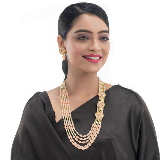 GRACEFUL LONG NECKLACE SET STUDDED WITH PEARLS, OFFERING A CLASSIC AND ELEGANT TOUCH.