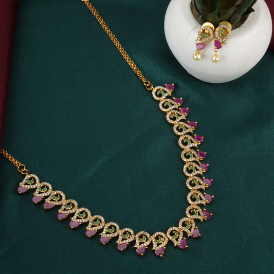 MULTICOLOR STONES-STUDDED NECKLACE SET INCLUDES A VIBRANT NECKLACE AND MATCHING EARRINGS,