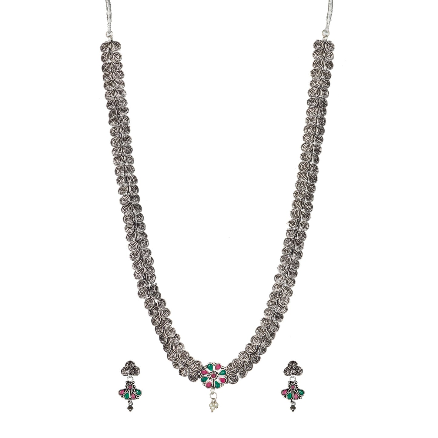 STYLISH OXIDIZED SHORT NECKLACE SET WITH DETAILED DESIGN, PERFECT FOR A VINTAGE-INSPIRED LOOK.