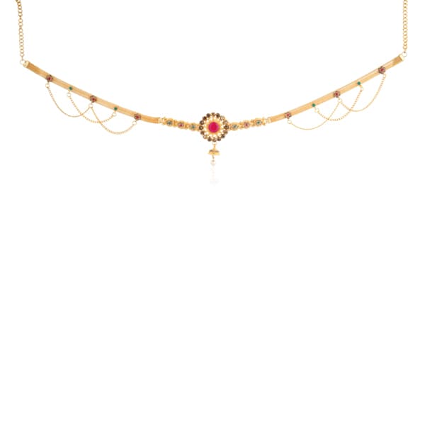 GOLDTONE KAMARBANDH IS A TRADITIONAL WAIST CHAIN FEATURING A GOLDEN FINISH.