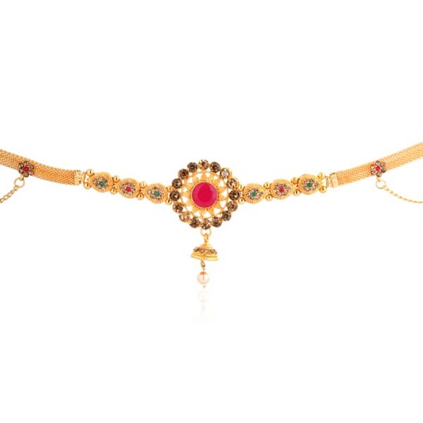 GOLDTONE KAMARBANDH IS A TRADITIONAL WAIST CHAIN FEATURING A GOLDEN FINISH.