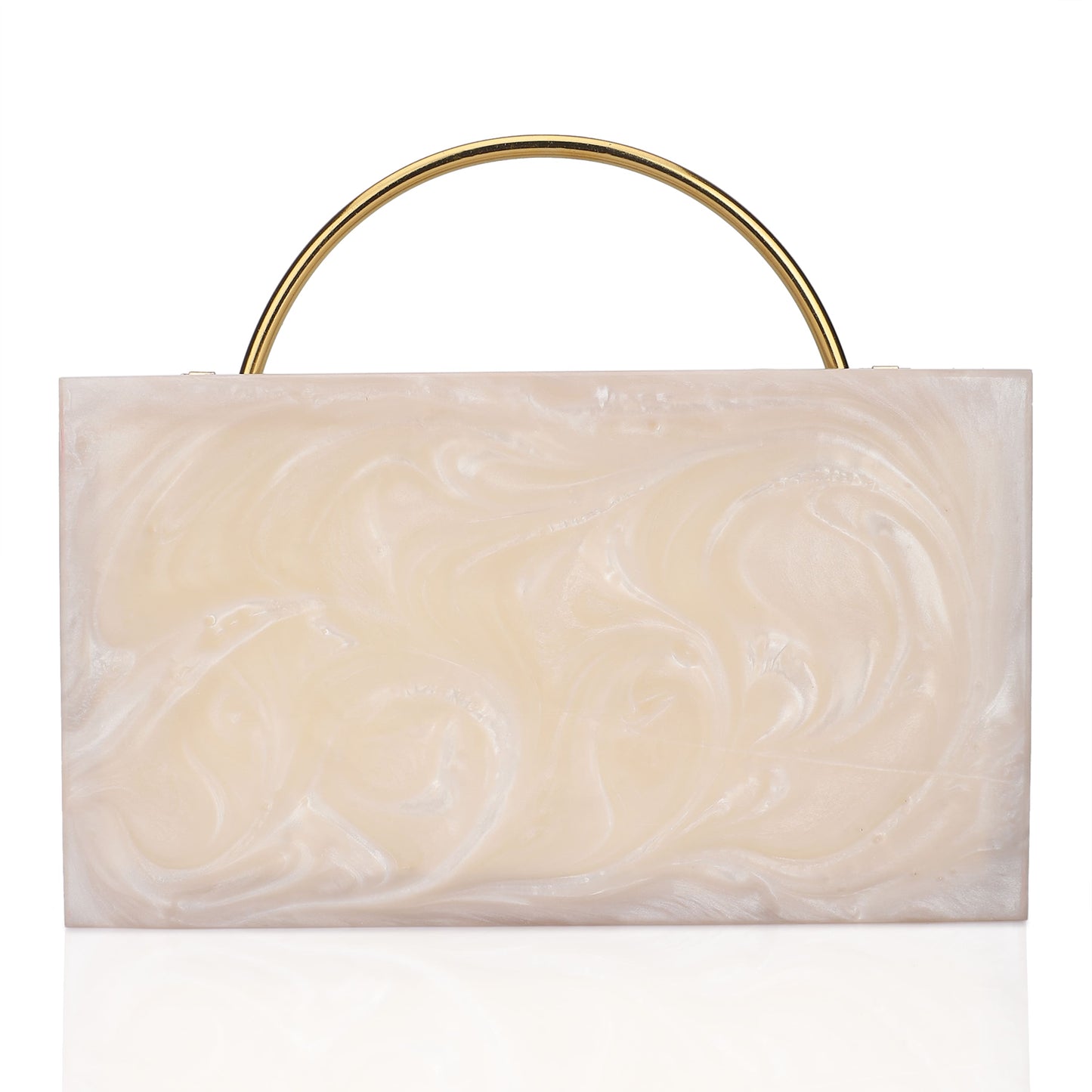 LEAF DESIGN CRAFTED RESIGN CLUTCH WITH GOLDTONE SLING CHAIN