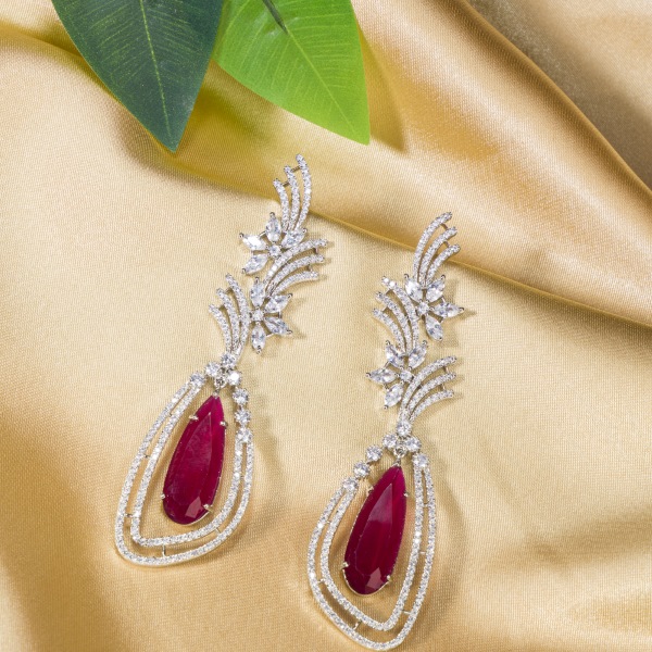 Emerald Studded American Diamonds Earrings-sonxechinhhang.vn